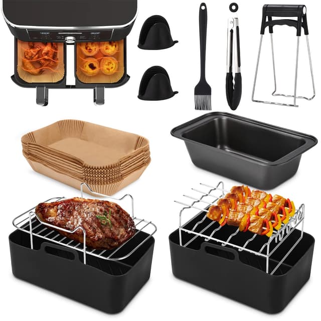11 Stück Airfryer Zubehör Set Heißluftfritteusen Zubehör für Ninja Foodi AF400EU、 AF300EU、COSORI,、Tower 7.6L/8L/9L/9.5L Dual Zone Heißluftfritteuse