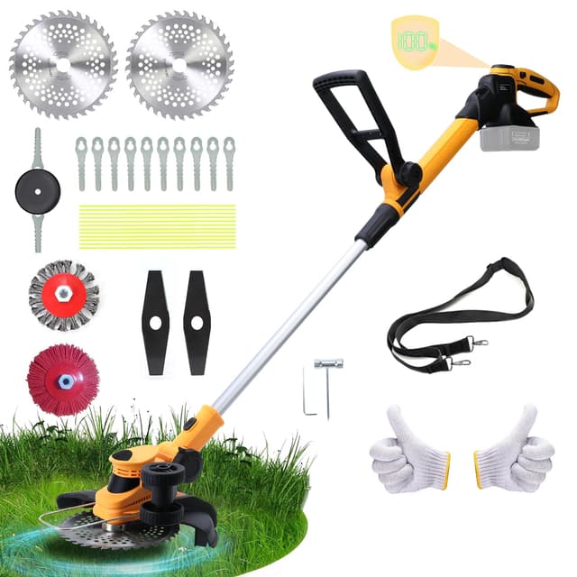 Akku Rasentrimmer für Makita Akkus 18 V (MAX 21 V),2-in-1-Rasenkantenschneider mit Unkrautbürste,bürstenlosem Motor,5 Klingentypen, 90° drehbarer Kopf, 23 cm Schnittkreis (ohne Akku & Ladegerät) deep orange