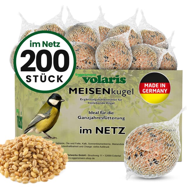 Eggersmann volaris Meisenknödel mit Netz 200 Stück [MEISENkugeln] 18 kg – Vogelfutter für Wildvögel – Nährstoffreiche Vogelknödel für alle Gartenvögel – Meisenknödel im Netz ganzjährig & energiereich 18.7 kg (1er Pack)