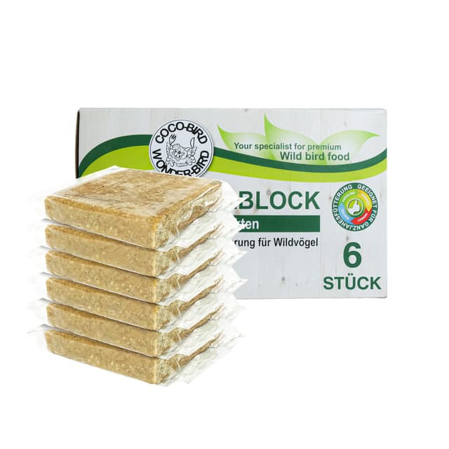 Energieblock Vogelfutter Wildvögel Ganzjährig – mit proteinreichen Insekten– Fettfutter für Wildvögel und Eichhörnchen, Fettblock mit Mehlwürmern – Wildvogelfutter, 6 x 300g 300 g (6er Pack)