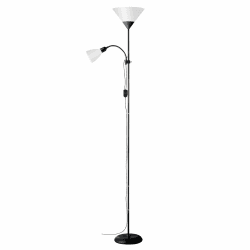 Brilliant Spari Deckenfluter mit Leselampe schwarz, weiß – LED Stehlampe – 1,8 m Standleuchte – für LED-Leuchtmittel geeignet (E27 & E14 Fassung) – mit verstellbarem Lesearm Schwarz/Weiß Exkl. LED Leuchtmittel Angebot bei HelloDeals