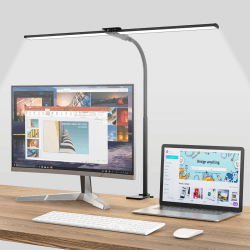 Hensam Schreibtischlampe LED Dimmbar, 1400LM Doppelkopf Schreibtischlampen Klemmbar, Bürolampe mit Schwanenhals für Zuhause und Studio, CRI>83, 5 Farbtemperatur-Helligkeitsstufen, Schwarz Schwarz 64 cm Angebot bei HelloDeals