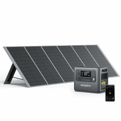 AFERIY Elektrischer Generator, tragbar, 2400 W, mit Solarpanel 400 W, Stromstation 2048 Wh, 3 Ausgänge AC 2400 W (4800 W Pic), 220 V-240 V, tragbares Kraftwerk für Camping, Reise P210+S400A1