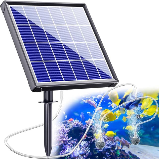 Biling Teichbelüfter Sauerstoffpumpe für Teich Solar, 2,5W Solar Teichbelüfter Sauerstoffpumpe Air Aquarium mit Akk, Sauerstoff Teich Belüftungspumpe 3 Modi 2 Luftsteine für Gartenteich, Angeln 2.5W-A