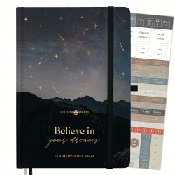 Lebenskompass® Studienplaner 2025 2026 A5 „Starfall“ - Semesterplaner für Uni & Studium | Terminplaner mit Stundenplan, Notenlisten, Reflexion | Hardcover mit Goldprägung Angebot bei HelloDeals