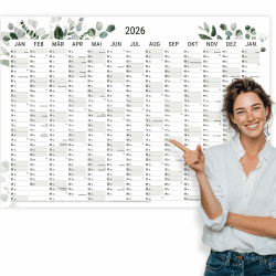 heaven+paper Jahresplaner 2026 A1 Wandkalender 2026 gefaltet | großer Kalender mit großen Feldern & Eukalyptus-Illustrationen | Wandplaner mit Feiertagen, Kalenderwochen | modern für Familie, Büro Green Querformat Angebot bei HelloDeals