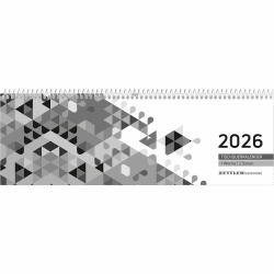 Zettler Tischquerkalender Schwarz 2026 – Bürokalender 30x10 cm, Wochenkalender mit 1 Woche auf 2 Seiten, 3-sprachigem Kalendarium, Spiralbindung & Stundeneinteilung 7–19 Uhr Angebot bei HelloDeals