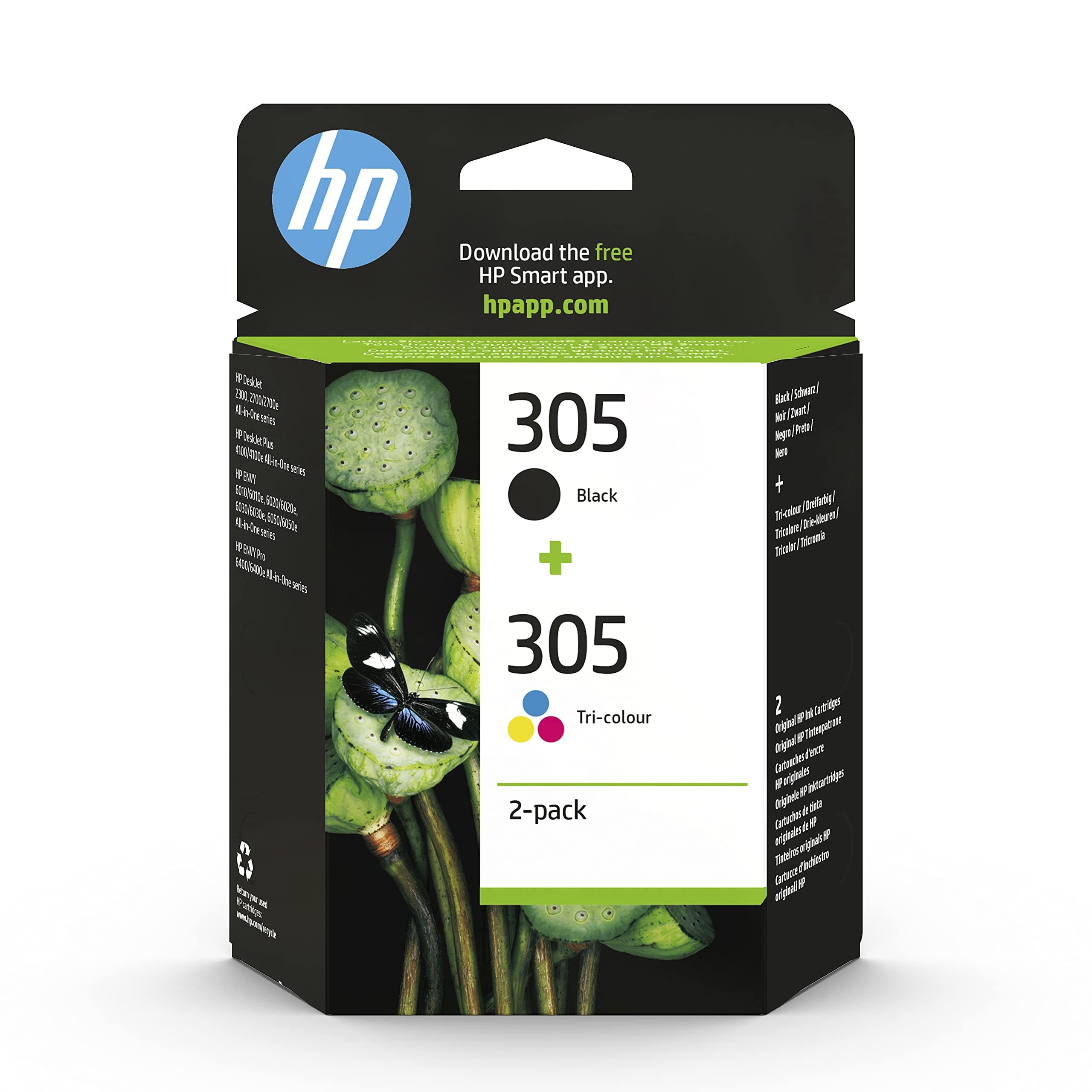 HP 305 (6ZD17AE) Multipack Original Druckerpatrone 1xSchwarz, 1xFarbe für HP DeskJet 2700, 2700e, 2730, 4100, 4100e HP ENVY 60xx, 64xx