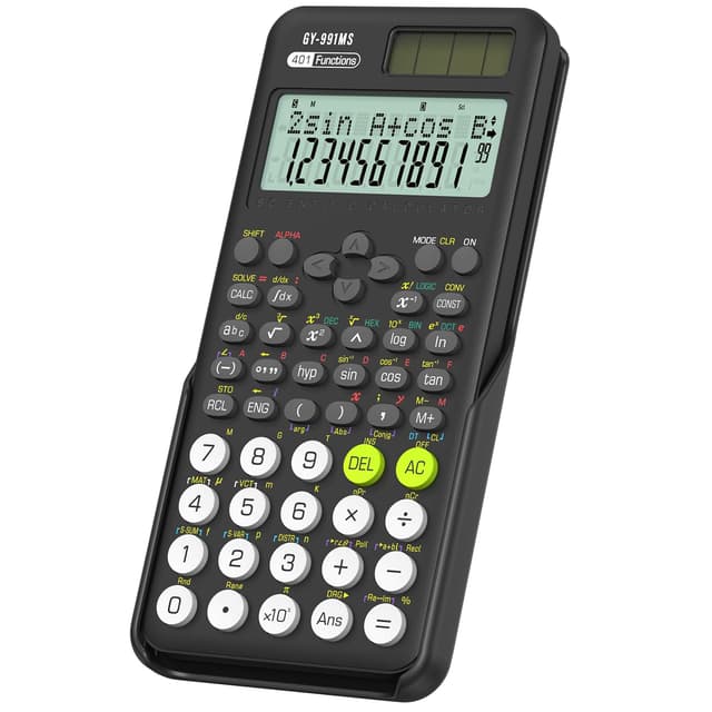 Wissenschaftlicher Taschenrechner für Studenten, ROATEE 2-zeiliges Display, wissenschaftlicher Taschenrechner mit 401 Funktionen, Desktop-Mathematikrechner für Schule, Schwarz 991MS Schwarz