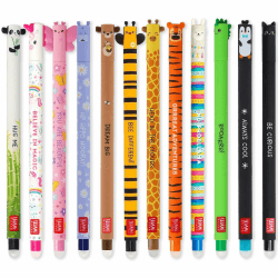 LEGAMI Set mit 12 radierbaren Gelstiften mit thermoempfindlicher Radiertinte, verschiedene Tintenfarben und Schaftdesigns, 0,7 mm Spitze, Tiermotive 12er Set Angebot bei HelloDeals