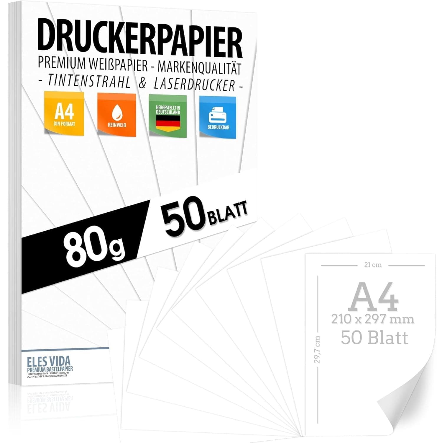 Druckerpapier A4 80g weiß – 50 Blatt - PREMIUM PAPIER Reinweiß - DIN A4-21 x 29,7 cm - Kopierpapier, Laserdrucker & Tintenstrahl für Uni, Fotografie, Präsentationen Ideal für Büro & Office - 50 BLATT Weiß | 50 Blatt A4 Angebot bei HelloDeals