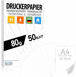 Druckerpapier A4 80g weiß – 50 Blatt - PREMIUM PAPIER Reinweiß - DIN A4-21 x 29,7 cm - Kopierpapier, Laserdrucker & Tintenstrahl für Uni, Fotografie, Präsentationen Ideal für Büro & Office - 50 BLATT Weiß | 50 Blatt A4 Angebot bei HelloDeals