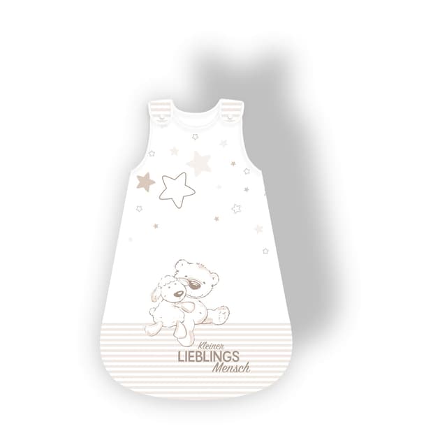 Herding Baby Best Baby-Schlafsack, Kleiner Lieblingsmensch Motiv, 110 cm, Seitlich umlaufender Reißverschluss und Druckknöpfe, Weiß