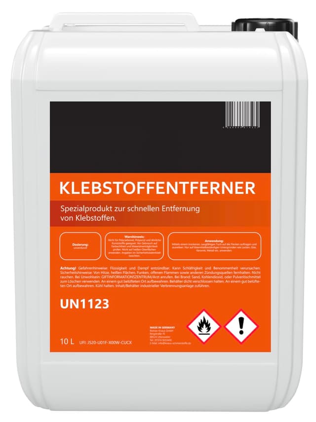 10 Liter Klebstoffentferner – Schnelle und Effektive Reinigung für Lacke, Glas, Keramik und Metall