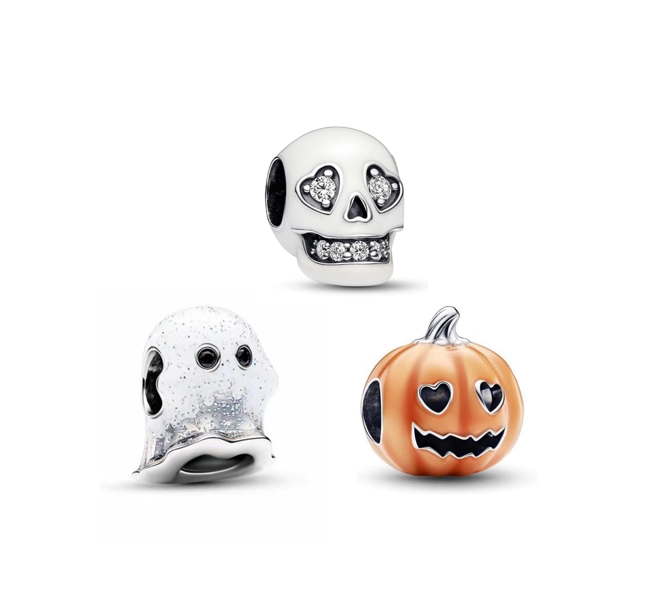 TCZNAF Halloween Charms Familie Anhänger für Armband Charm Bead Pendant für Europäische Armbänder Halsketten Schmuck Geschenk Damen Kürbis und Schädel