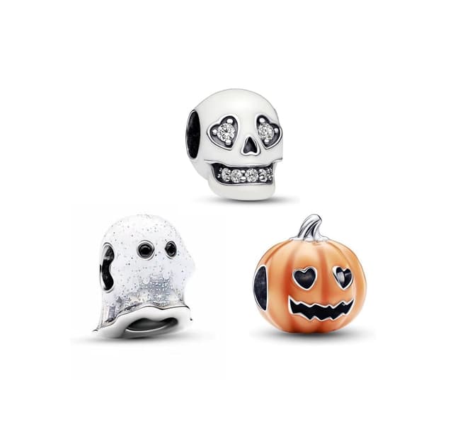 TCZNAF Halloween Charms Familie Anhänger für Armband Charm Bead Pendant für Europäische Armbänder Halsketten Schmuck Geschenk Damen Kürbis und Schädel