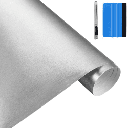 NewL Vinylfolie, gebürstetes Edelstahl, 30 cm x 150 cm, silberfarben Silber 30cm x 150cm Angebot bei HelloDeals