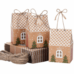 TsunNee 50 Stück Weihnachten Party Geschenkboxen, Kraftpapier Süßigkeitskästen, Mitbringsel Taschen, Papier-Treat-Boxen für Partydekorationen Adventskalender DIY 1 stück (50er Pack) braun Angebot bei HelloDeals