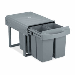 Relaxdays Einbaumülleimer 4-fach, auziehbarer Küchenmülleimer für Unterschrank, 4x 8 Liter, 34,6 x 34 x 51,8 cm, grau