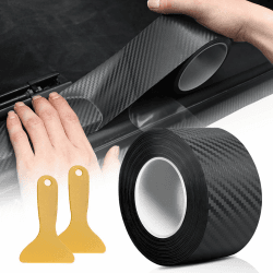 pangdapengpeng Carbon Folie Auto, 5 cm x 10 m Einstiegsleisten Schutz, Selbstklebend Auto Einstiegsleisten Schutz mit 2 Kunststoffschabern für Die Meisten Autos wie SUVs und Limousinen (Schwarz 10m) Angebot bei HelloDeals