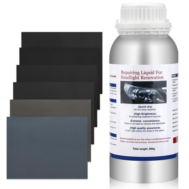 Scheinwerfer aufbereitung Set, 800g Auto Scheinwerfer-Reparaturset Politur Set, Scheinwerfer Bedampfen Flüssigkeit, Headlight Restoration Flüssigkeit für Gelbfärbung/Kratzen/Unschärfen/Oxidation