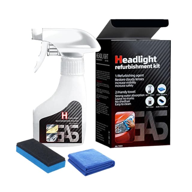 Scheinwerfer aufbereitung Set, Universal Auto Scheinwerfer polierset, Headlight Restoration kit, Scheinwerfer politur, für Matte & Blinde Scheinwerfer, Schnelle einfache (1x180 ml)