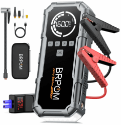 BRPOM Starthilfe Powerbank für Pkw mit Kompressor 160PSI,8000A 26800mAh Auto Starthilfe Powerbank für All Benzin und 12.0L Dieselmotor,Starter Powerbank Eingang/Ausgang und 600LUM LED-Licht Angebot bei HelloDeals