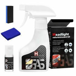 Doksvp Scheinwerfer Aufbereitung Spray Set, Headlight Restoration Polish Kit 180ml, Scheinwerfer Polierset Restaurationsspray, für Reinigt Poliert Vermattete Vergilbte Angebot bei HelloDeals