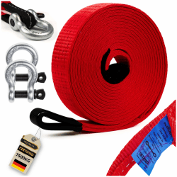 INTAKO Auto Abschleppseil PKW - 5 Meter (7500kg) Geprüft PN-EN 1492-1 - Abschleppschlaufe mit 2 Verstärkten Haken - Abschleppseile für LKW ATV Offroad
