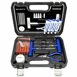 47 tlg. Reifenreparatur Set für I PKW Autos LKW Motorrad I QUAD ATVs UTVs I Traktoren Schlepper Rasenmäher Anhänger Trailer I Trucks Jeeps SUVs I Anleitung in 7 Sprachen Angebot bei HelloDeals