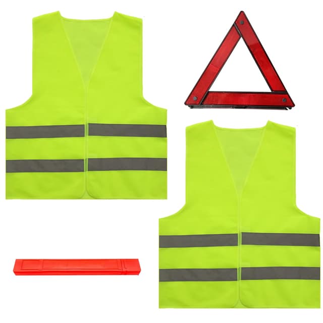 Houkary 3 in1 Warndreieck und Warnwesten Auto Set 360 Grad Reflektierend Warndreieck KFZ Warnweste Pannendreieck Auto Notfalldreieck Faltbar mit Aufbewahrungskoffer