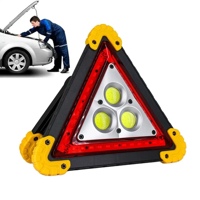 Mimoqk LED Warning Triangle, Foldable Road Triangle, Portable Safety Sign, Quick Charge, Bright & Eye-Catching, Lightweight Design, 22x20.5x2cm, Ideal for Roadside Emergencies