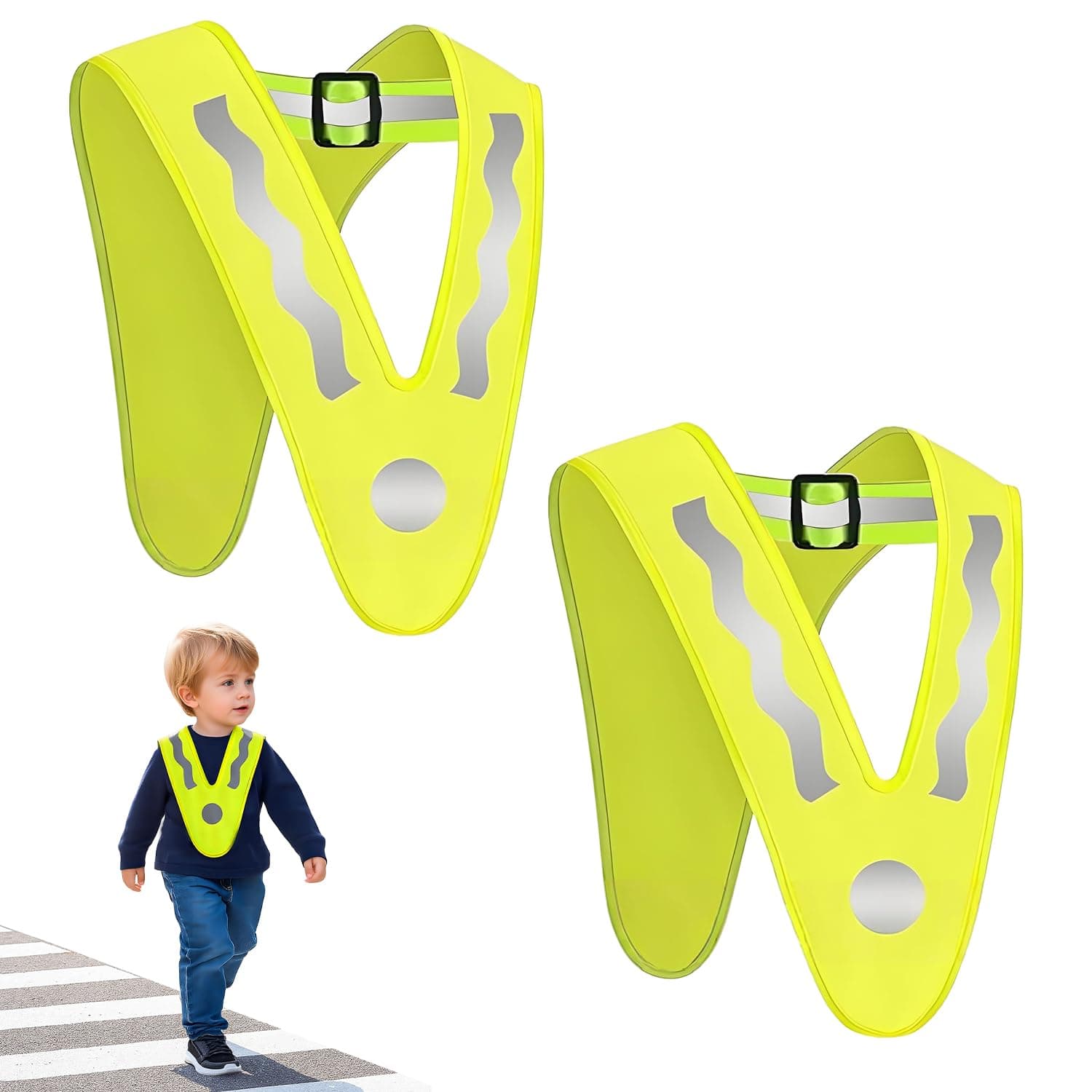 Reflektorweste,2 Stück Warnweste,Reflektierende Warnwesten,Reflektorweste Kinder Gelb,Erwachsene Warnschutzweste,Sicherheitsweste,Waschbar,Warnschutzweste Universal Größe für Kinder Erwachsene V-Form Kinder 2er-Pack Angebot bei HelloDeals