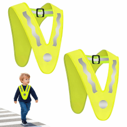 Reflektorweste,2 Stück Warnweste,Reflektierende Warnwesten,Reflektorweste Kinder Gelb,Erwachsene Warnschutzweste,Sicherheitsweste,Waschbar,Warnschutzweste Universal Größe für Kinder Erwachsene V-Form Kinder 2er-Pack Angebot bei HelloDeals