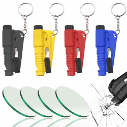 WhaleO 4 Stück Gurtschneider Notfallhammer Auto mit Testglas zum Üben, 3 In 1 Notfallhammer Auto mit Gurtschneider Hammer für Autoscheiben Glasbrecher Auto, Im Notfall Scheibe Einschlagen Angebot bei HelloDeals