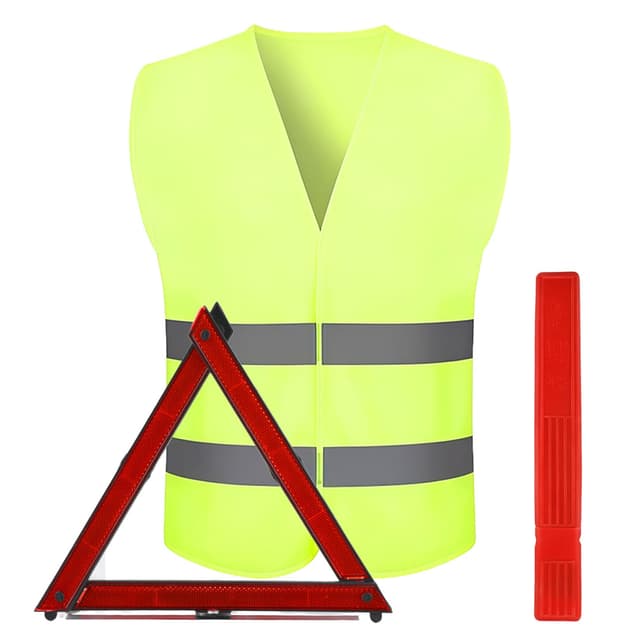 ZenHuaXinTon 2in1 Warndreieck Set für KFZ/Motorrad – Auto Warndreieck & Warnweste mit 360° Reflektion, Faltbares Pannendreieck in Kompakt-Tasche
