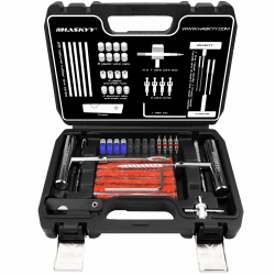 HASKYY Reifenreparaturset Reifenflickzeug Auto Reifen Reparatur Kit 53tlg - All in One Pannenset für Auto, Motorrad, ATV, SUV - Gummistreifen, Ventilwerkzeug, T-Griff & Cutter Angebot bei HelloDeals