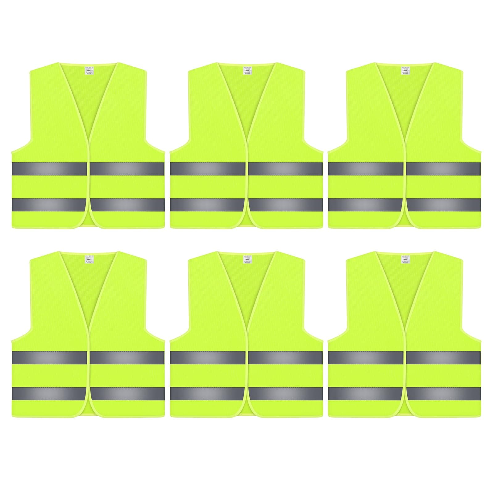 6 Warnwesten Auto, Reflektierende Warnwesten, Weste Neongelb Reflektierend 360° Reflektierend Rundum, Neongelb KFZ Pannenhilfe, Leichtgewicht Sicherheitswesten für Kraftfahrer Arbeitnehmer (Gelb) Angebot bei HelloDeals