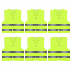 6 Warnwesten Auto, Reflektierende Warnwesten, Weste Neongelb Reflektierend 360° Reflektierend Rundum, Neongelb KFZ Pannenhilfe, Leichtgewicht Sicherheitswesten für Kraftfahrer Arbeitnehmer (Gelb) Angebot bei HelloDeals