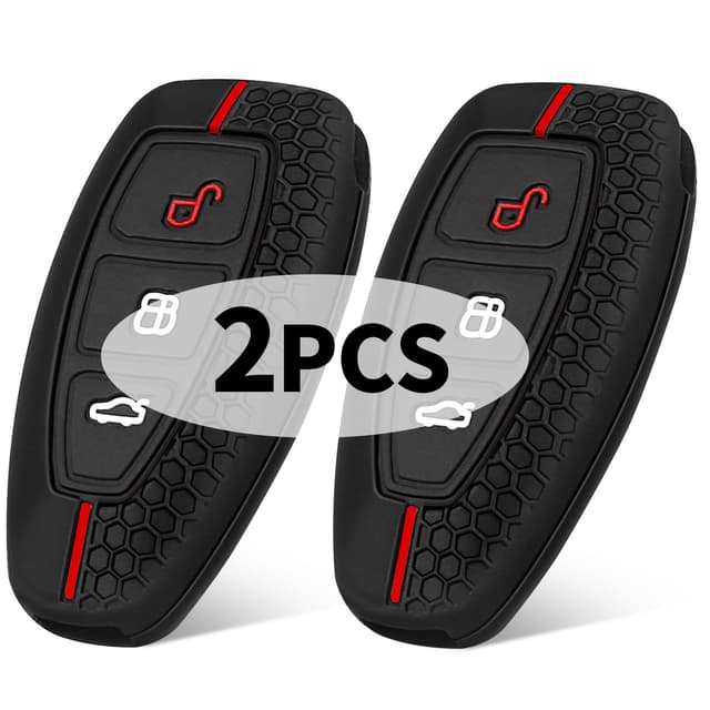 Yosemy 2 Stück Silikon Autoschlüssel Hülle Kompatibel mit Ford 3-Tasten Autoschlüssel (nur Keyless Go)-Hohe Qualität Schutzhülle Silikon Cover Schlüsselhülle Schwarz