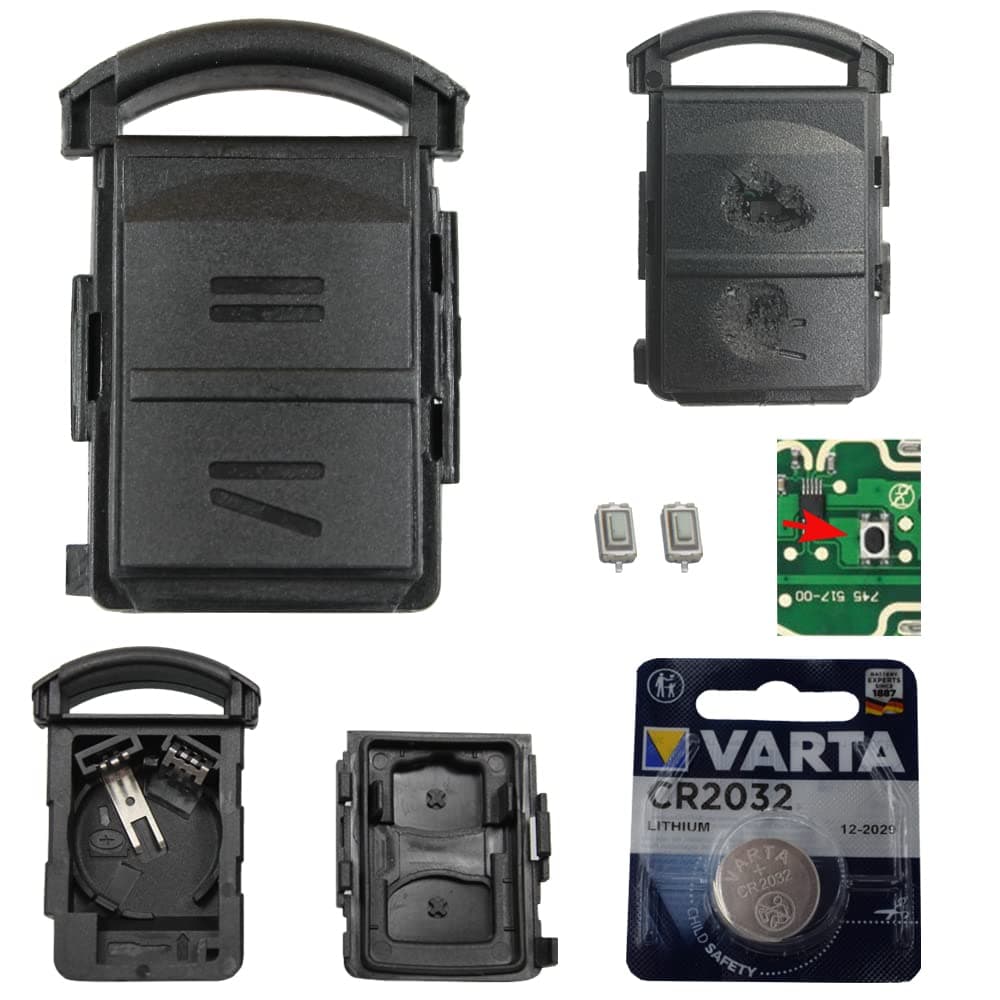 Repair Reparatur Satz Auto Schlüssel Austausch Gehäuse mit 2 Tasten + Drucktasten + CR2032 Batterie kompatibel für Opel Corsa C Meriva A Combo C Tigra B Angebot bei HelloDeals