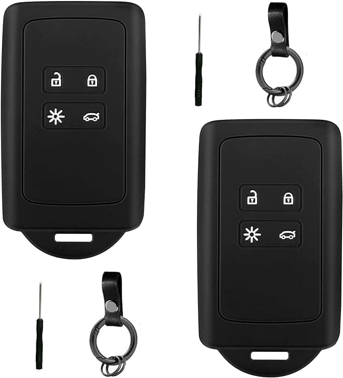 2 STK Autoschlüssel Hülle kompatibel mit Renault 4-Tasten Smartkey Autoschlüssel(nur Keyless Go) mit 2 Schlüsselanhänger Silikon Schlüsselhülle-Schlüssel Hülle für Clio/Espace 5/Master Bus/Talisman Schwarz Angebot bei HelloDeals