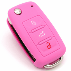 CYK www. CoverYourKey .de Schlüssel Hülle VA für 3 Tasten Auto Schlüssel Silikon Cover von Finest-Folia (Rosa)