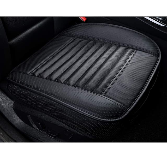 LUOLLOVE Autositzbezüg PU Leder Bambus-Kohle-atmungsaktiv kompatibel für 90% Modelle Vordersitz,1Stück (Schwarz 20.5 x 20.1 In) 1Stück Schwarz