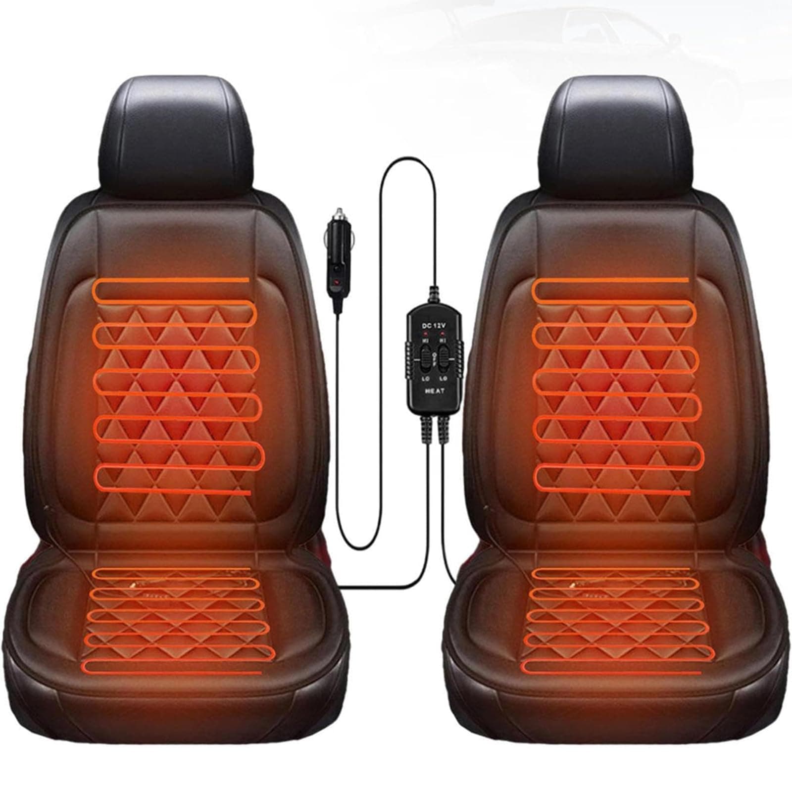 Kosinso 2PCS Sitzkissen für Das Auto, Winter Autositz Auflage mit Voller Rückenlehne Autositzbezüge Passend für Die Meisten Autos Zweisitzer