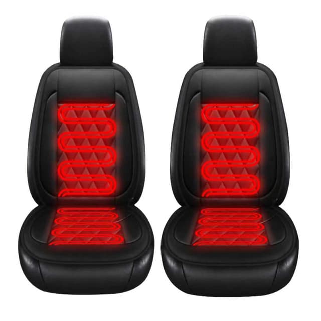 Kosinso 2 Stück Auto Sitz Auflage, Winter Autositz Auflage Mit Voller Rückenlehne Autositzbezüge Passend für Die Meisten Autos Zweisitzer (Schwarz)