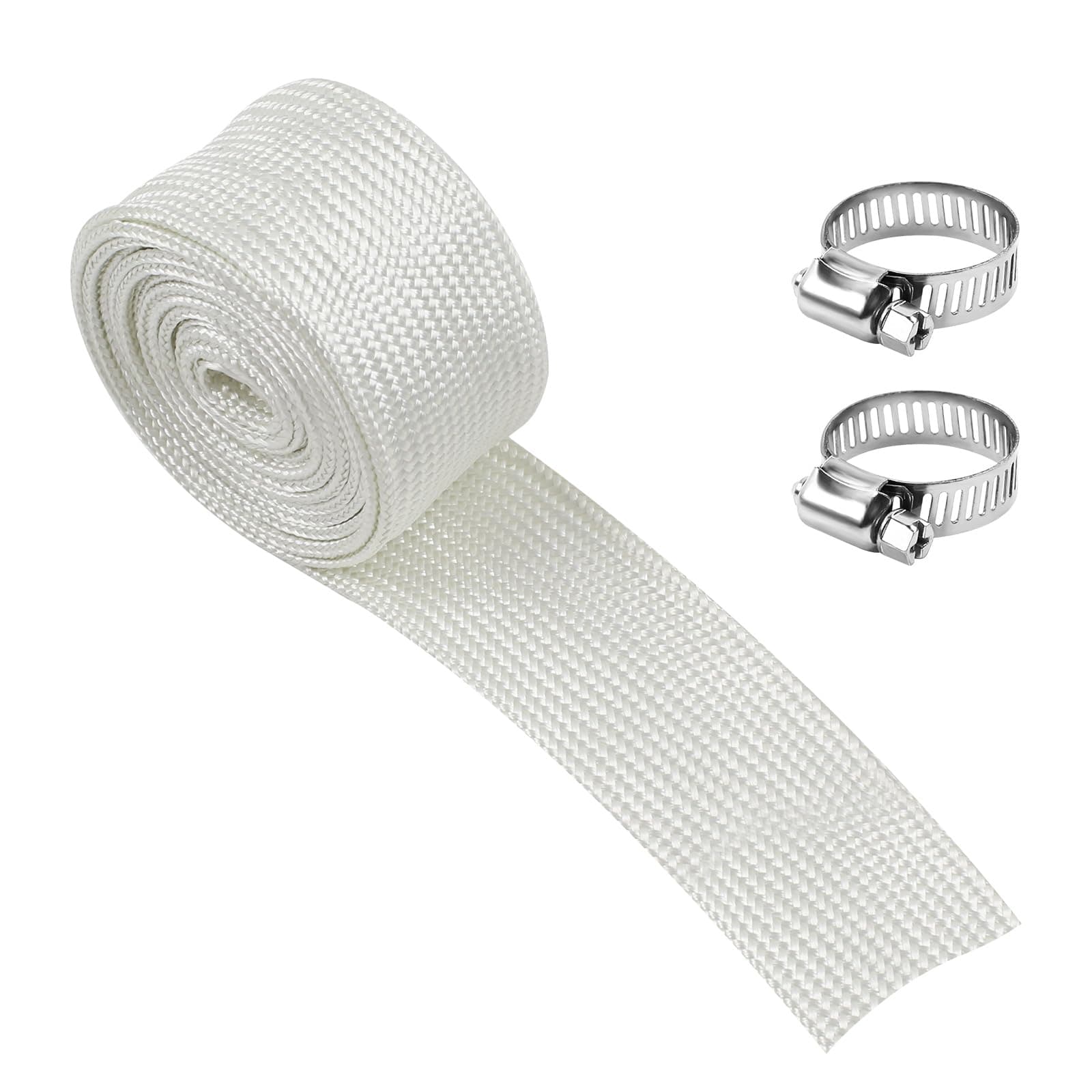 MaxEarn 300cm Hitzeschutzschlauch Auspuff mit 2 Clips, Abgasschlauch für Stromerzeuger 25mm, Fiberglass Sleeving Abgasrohr für Notstromaggregat, Lufterhitzer, Standheizung, Air-Klimaanlage