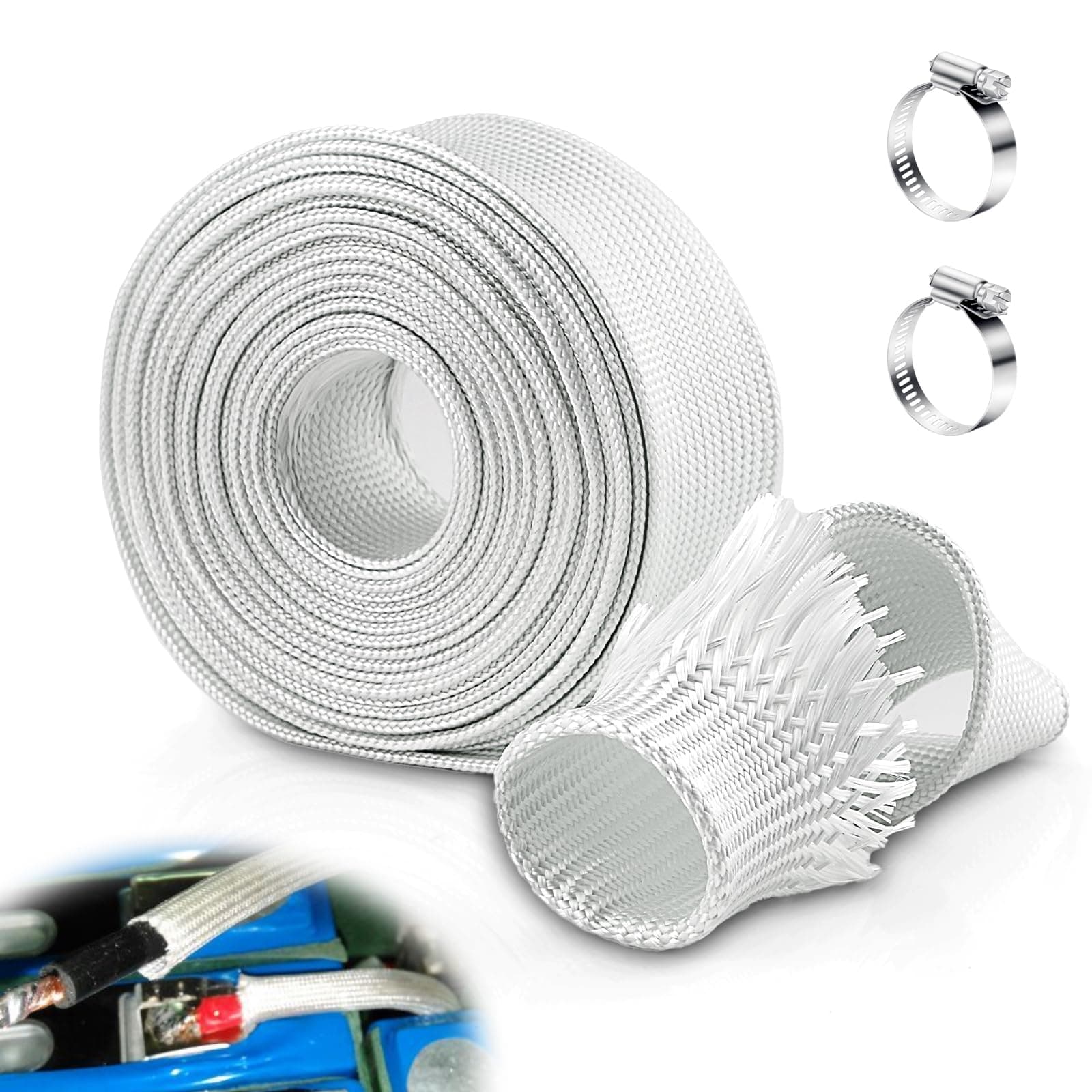 sturiz Abgasschlauch 25mm Abgasschlauch für Stromerzeuger 150CM Hitzebeständiger Standheizung Schlauch Abgasrohr Standheizung Isolierung Schlauch mit 2 Clips Hitzeschutzschlauch Hitzeschutz Auspuff 150CMx25mm