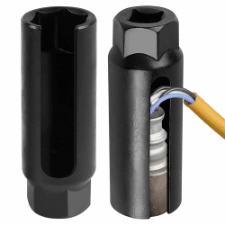 Sauerstoffsensor-Stecknuss Lambdasonden Schlüssel 22mm Lambdasonde Werkzeug Set, Lambdasonden Schlüssel 1/2" Nuss, mit Breitem Seitenausschnitt zur Vermeidung von Schäden an Drähten Angebot bei HelloDeals