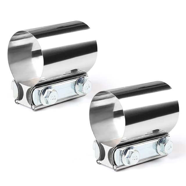 LALAGO Auspuffschelle, 2 Stück Edelstahl Rohrverbinder, Auspuff Schellen Klemmen mit Doppelschelle, Universal Korrosionsbeständig Auspuffrohrklemme für Auspuffrohr (Ø 45mm / L: 76,2mm)